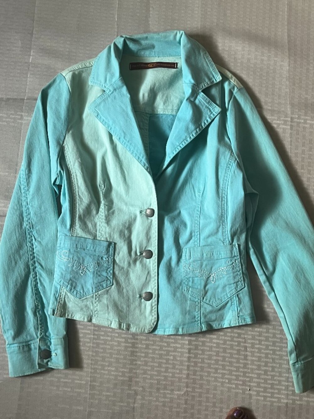 Stylish  vintage green denim veste for women's size small new from Point Zero.
